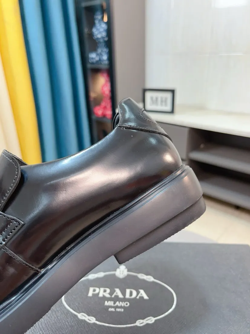 Men's shoes 💰540🌹🌹【PRADA Leather Shoes】Top purchasing agency Original imported Italian custom-made open-edge beaded cowhide leather surface, fully imported water-dyed breathable cowhide lining, original factory special molded sole super comfortable, size: 38-44